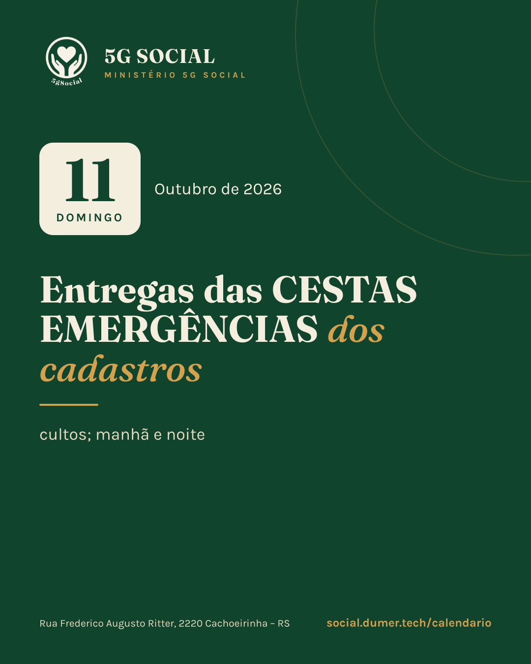 Arte: Entregas das CESTAS EMERGÊNCIAS dos cadastros